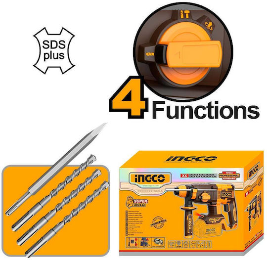 Ingco Rotary Hammer Drill Battery Brushless 20V Solo with SDS Plus Socket CRHLI21228