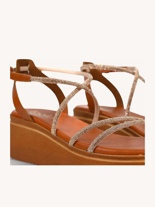 Бронзови Flatforms Глитер Каишки Анатомична Подметка