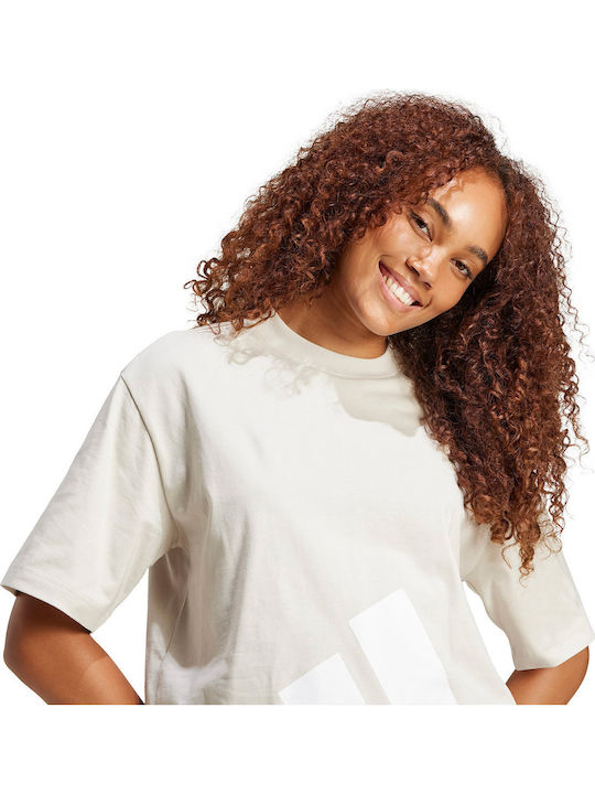 Damen Sport Überdimensionale T-Shirt Beige