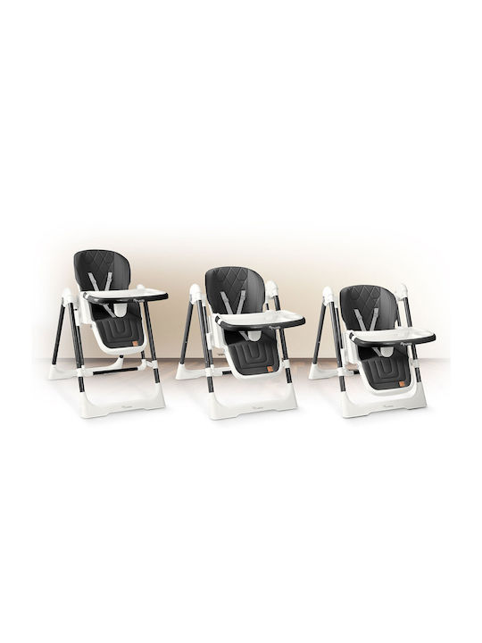 Nukido Elite Foldable Baby Highchair 3 in 1 with Adjustable Height Black