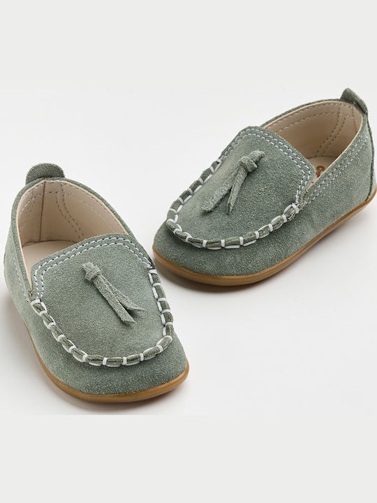 Ever Kid Pantofi De Botez Din Piele Mocasini Cu Talpă Moale Verzi A610B