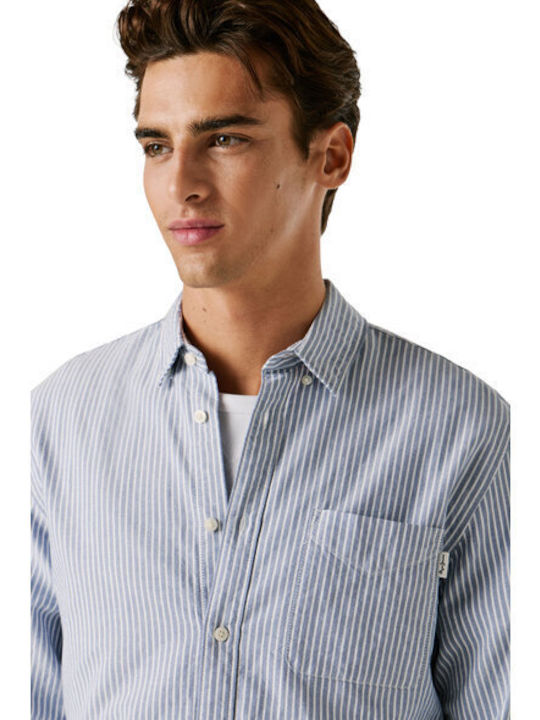 Long Sleeve Striped Light Blue Shirt