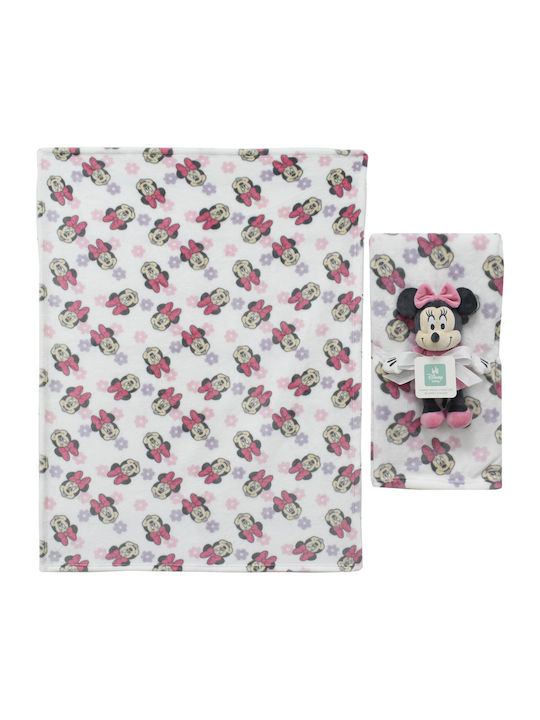 Dimcol Blanket Nursery Swaddling Blankets Minnie Fleece Gray with Animal 75x100cm 2pcs