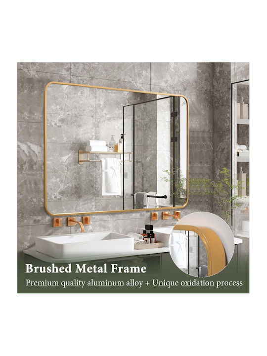 Aurelia Oglindă De Baie Rectangulară Din Metal 70x50cm Auriu