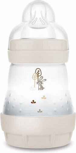 Mam Plastic Baby Bottle Easy Start Anti-colic with Silicone Teat for 0+ Months Beige Grey Bunny 160ml