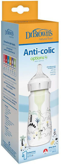 Dr. Brown's Plastic Baby Bottle Anti-Colic with Silicone Nipple for 0+, 0+ m, months Transparent Baby Dino 270ml