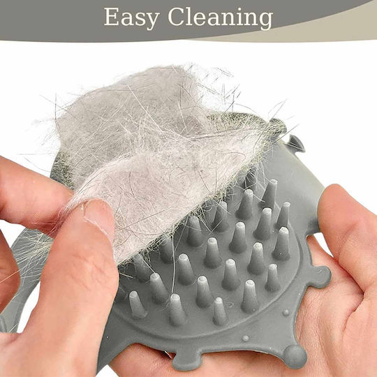 Cat Brush Scraper Silicone Self Grooming Strap Grey