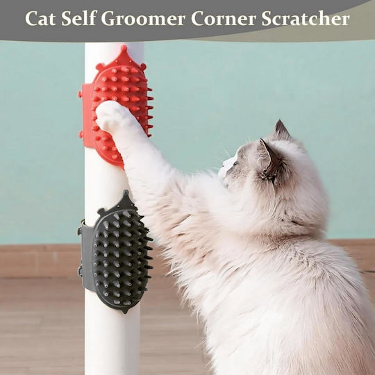 Cat Brush Scraper Silicone Self Grooming Strap Grey