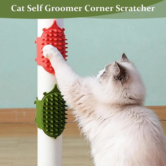 Cat Brush-Scraper Silicone Self-Grooming Strap Green