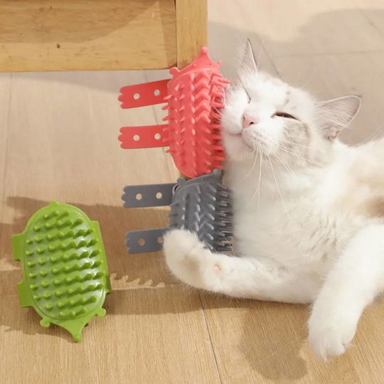 Cat Brush-Scraper Silicone Self-Grooming Strap Green