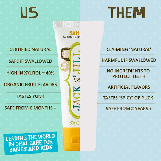 Jack n' Jill Baby Toothpaste for 6m+ with Banana Flavor Fluoride-Free 50gr