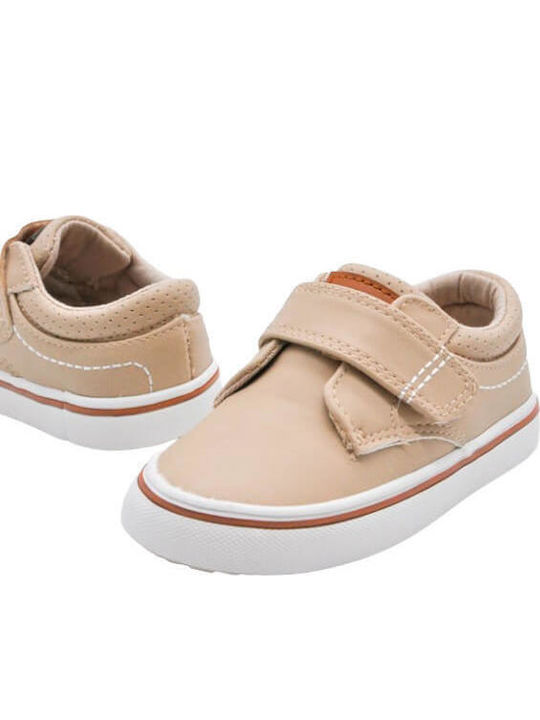Kids Sneakers with Hoop & Loop Closure Tabac Brown