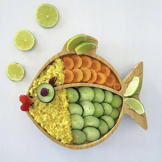 Pandaboo Baby Food Plate made of Bamboo Orange