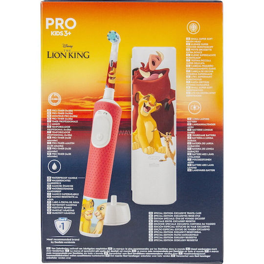 Oral-B Vitality Pro Children's Electric Toothbrush for 3+ Years Lion King with Travel Case