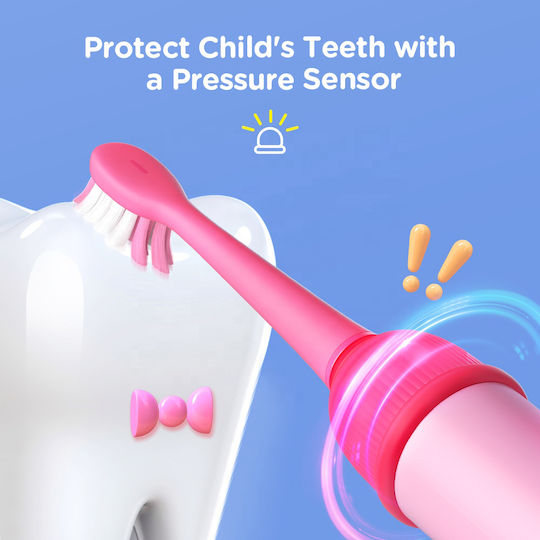 Bitvae Children's Electric Toothbrush with Chronograph for 6+ Years Pink with Replacement Heads