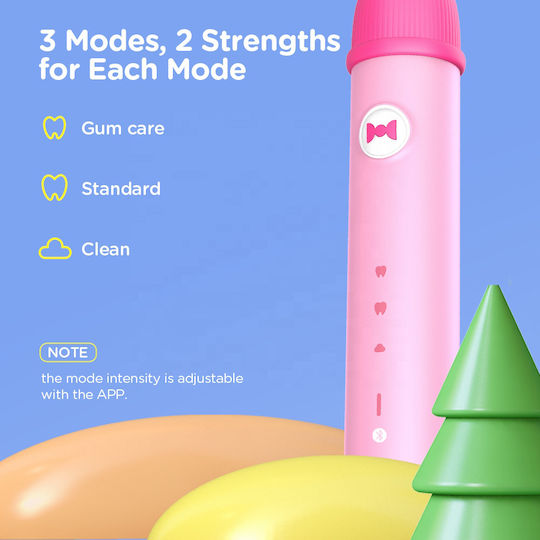Bitvae Children's Electric Toothbrush with Chronograph for 6+ Years Pink with Replacement Heads