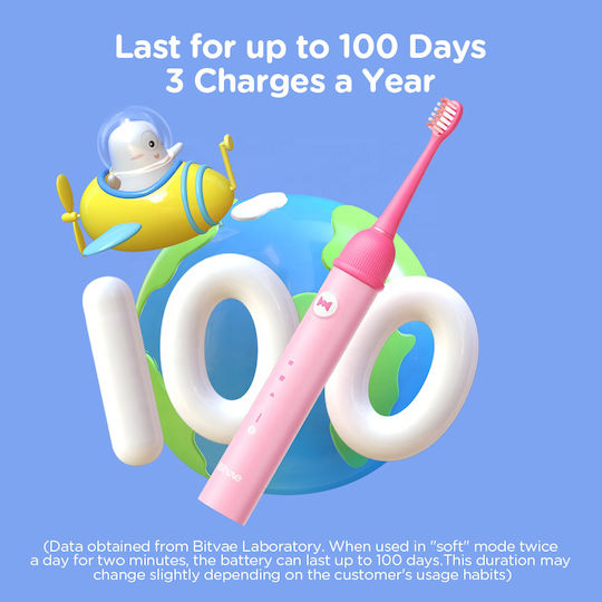 Bitvae Children's Electric Toothbrush with Chronograph for 6+ Years Pink with Replacement Heads