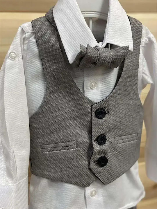 Extan Bebe Boys Baptism Suit with Vest Gray