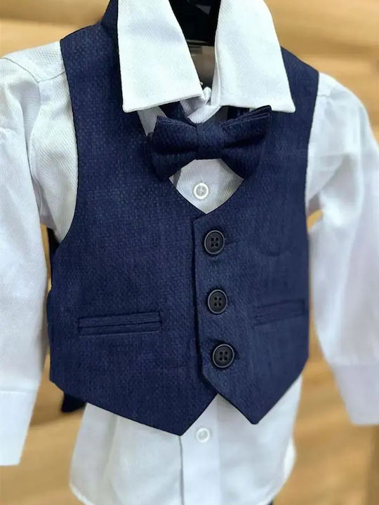 Extan Bebe Βαπτιστικό Κοστούμι με Γιλέκο για Αγόρι Navy Μπλε