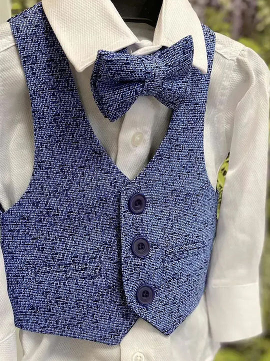 Extan Bebe Boys Baptism Suit with Vest Blue