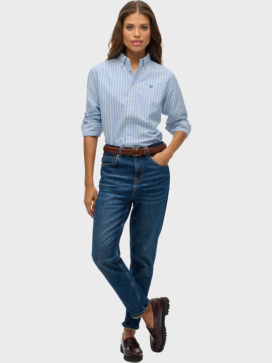 Shirt Long Sleeve Women's Shirt Light Blue Striped