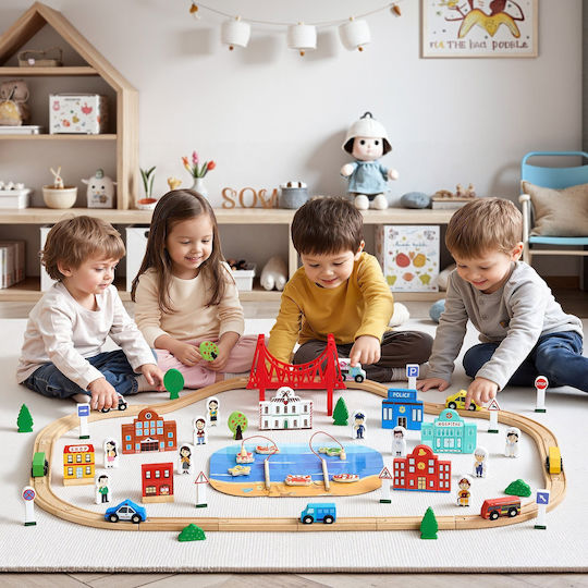 Vevor Wooden Train Set for Ages 3+
