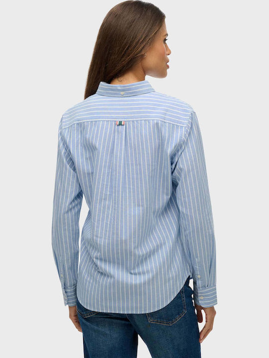 Shirt Long Sleeve Women's Shirt Light Blue Striped
