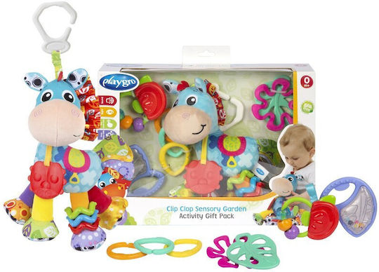 Playgro Suspendata Jucărie pentru Leagăn și Cărucior cu Teether Clip Clop Sensory Garden pentru 0++ Luni