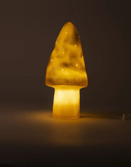 Egmont Led Kids Decorative Lamp Bedside Lamp Mushroom Gold 15x15x28εκ.