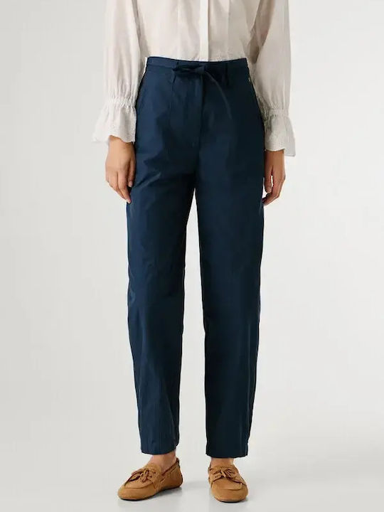 Women's Fabric Trousers in Straight Leg Navy