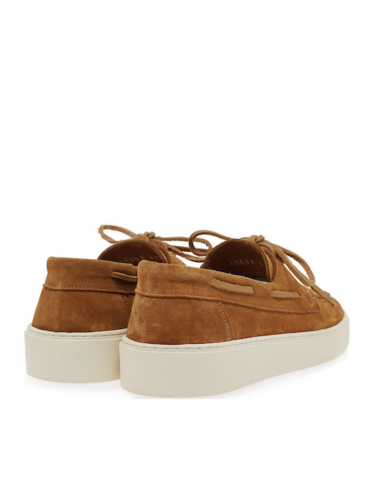 Suede Men's Boat Shoes in Tabac Brown Colour