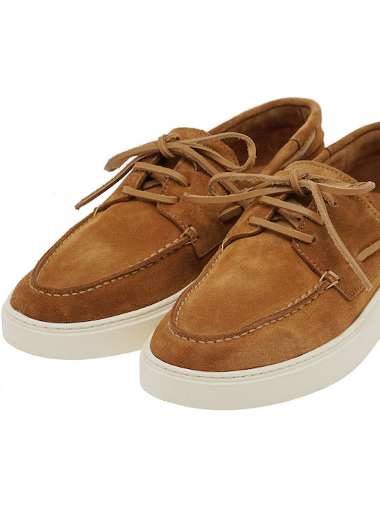 Suede Men's Boat Shoes in Tabac Brown Colour