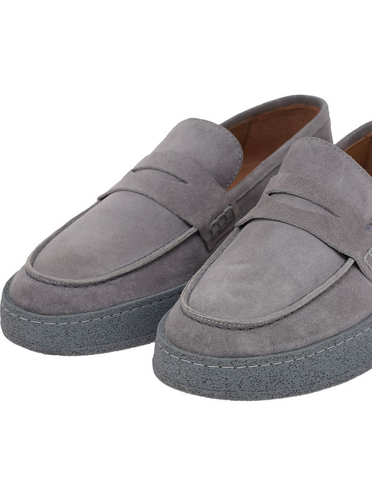Suede Men's Loafers in Gray Colour