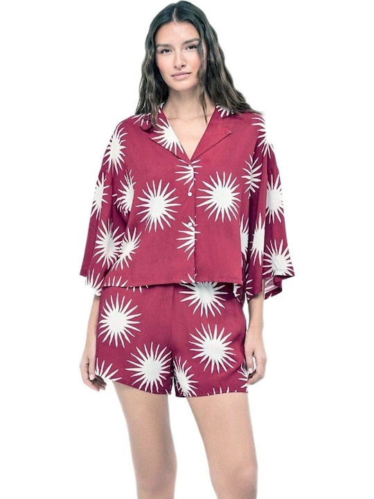 Gisela Summer Women's Pyjamas Set Burgundy