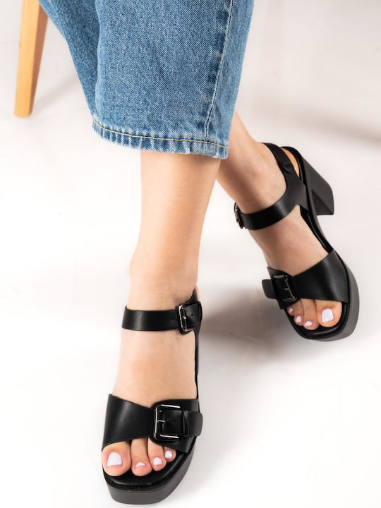 Zak Women's Black Sandals Chunky Heel Adjustable Straps