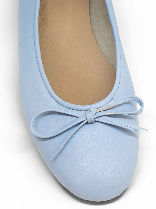 Leder Damen Ballerinas in Hellblau Farbe