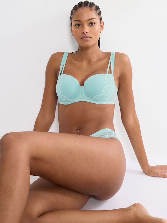 Palina Balconette Capri Blue Bra with Light Padding & Underwire