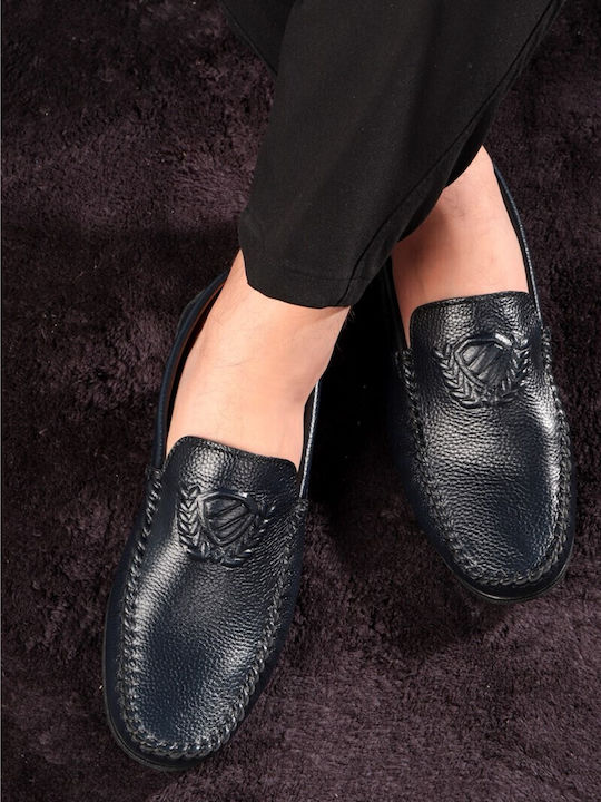 Leder Herren Mokassins in Blauen Farbe