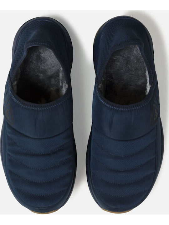 Heel Enclosed Winter Men's Slippers Blue