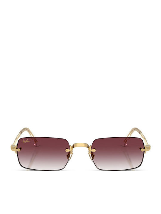 Ray Ban Унисекс Слънчеви Очила с Златен Метален Рамка и Червени Преливащи Лещи RB3928 001/8H