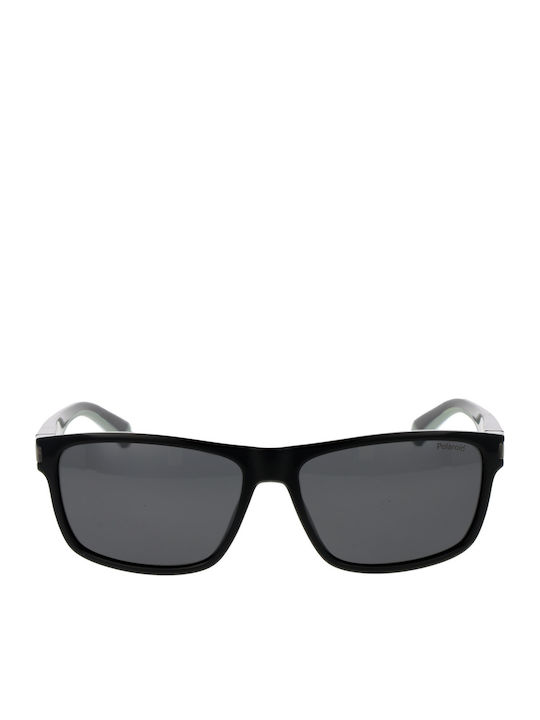 Polaroid Men's Sunglasses With Black Horn-Rimmed Frame And Grey Polarized Lens PLD2121/S 08A/M9