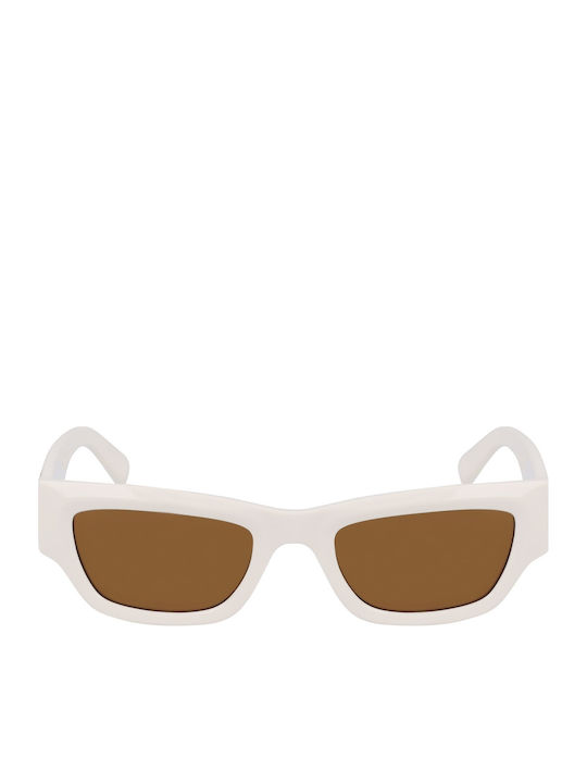 Karl Lagerfeld Unisex Sunglasses with White Plastic Frame and Brown Lens KL6141S-105