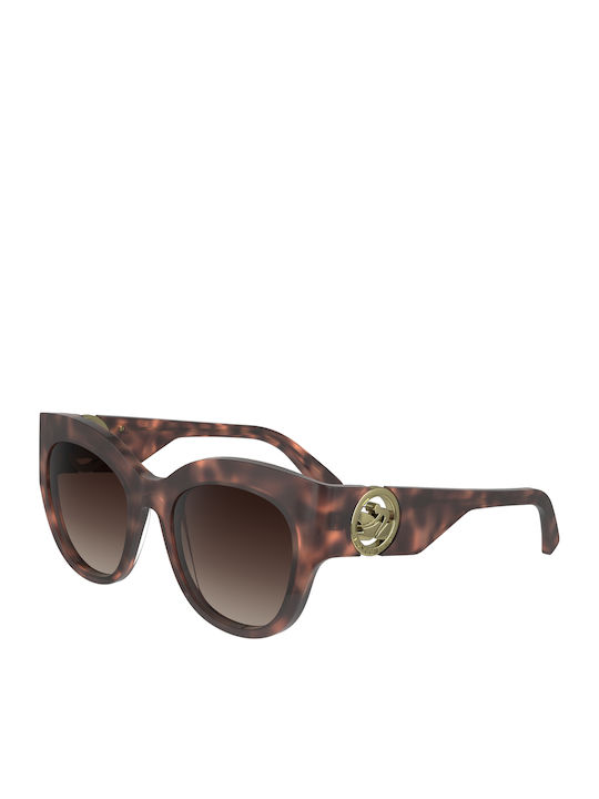 Longchamp Women's Sunglasses with Brown Tartaruga Plastic Frame and Brown Gradient Lens LO740S 690
