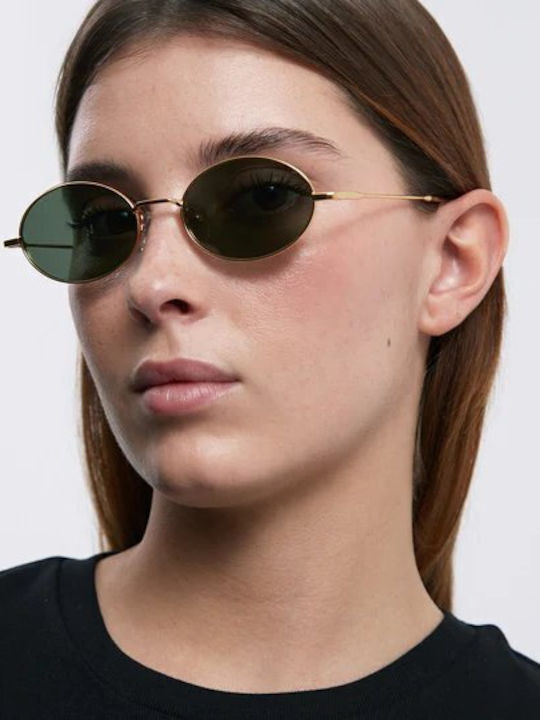 Meller Amara Unisex Sonnenbrillen mit Goldenem Metallrahmen und Grünen Gläsern AM-GOLDOLI