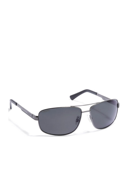 Polaroid Men's Sunglasses with Silver Metal Frame and Black Polarized Lens P4314 A4X/Y2