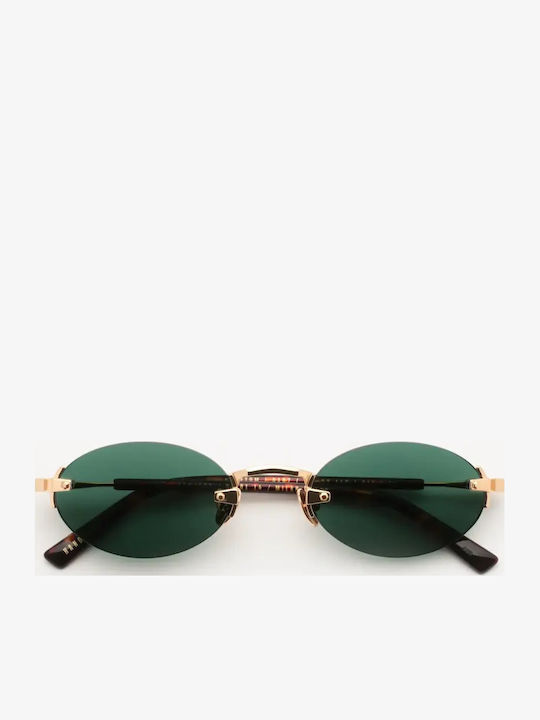 Gast Quantum Unisex Sunglasses with Gold Metal Frame and Green Lens QUANTUM-02-51
