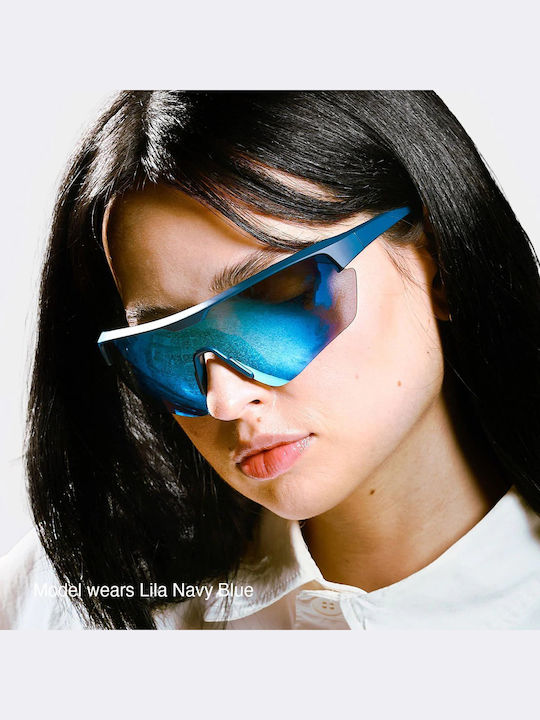 Meller Lila Unisex Sunglasses with Silver Horn-Rimmed Frame and Silver Polarized Mirror Lens LL-ALLSIL
