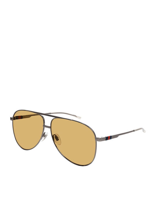Gucci Men's Sunglasses with Gray Metal Frame and Yellow Lens GG1677S 003