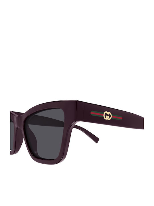 Gucci Feminini Ochelari de soare cu Burgundy Cadru și Gri Lentilă