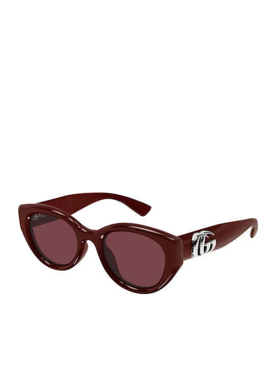 Gucci Women's Sunglasses with Burgundy Plastic Frame and Red Lens GG1976SK 004